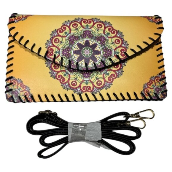 Mandala Clutch Vibrant Yellow Red Purple Green Pink - Picture 1 of 11